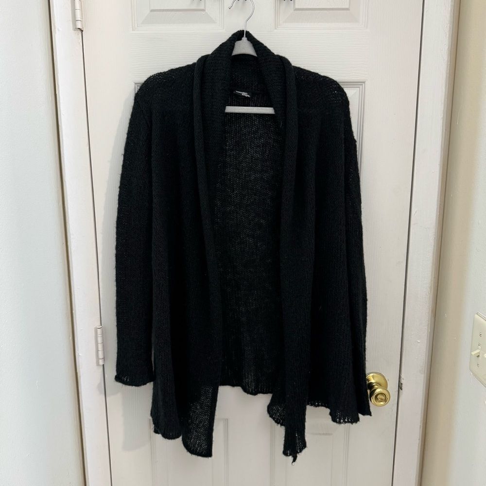 Wooden Ships Mohair Wool Blend Open Front Cardigan Size Medium/Large Black Long